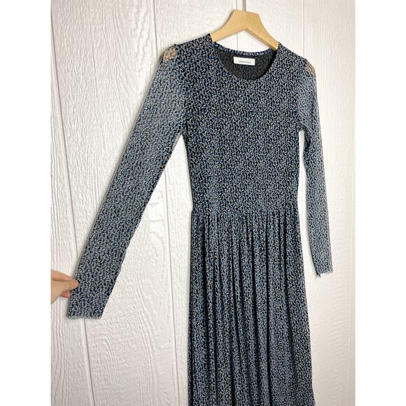 SAMSOE SAMSOE Lori Mesh Knit Blue Floral Maxi Dress XS - Picture 6 of 11